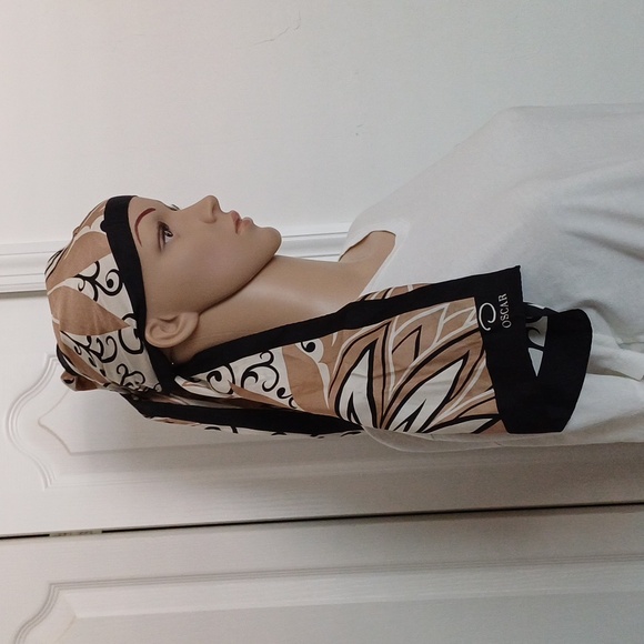 Oscar de la Renta Accessories - Oscar de la Renta vintage  absract floral silk scarf brown & beige